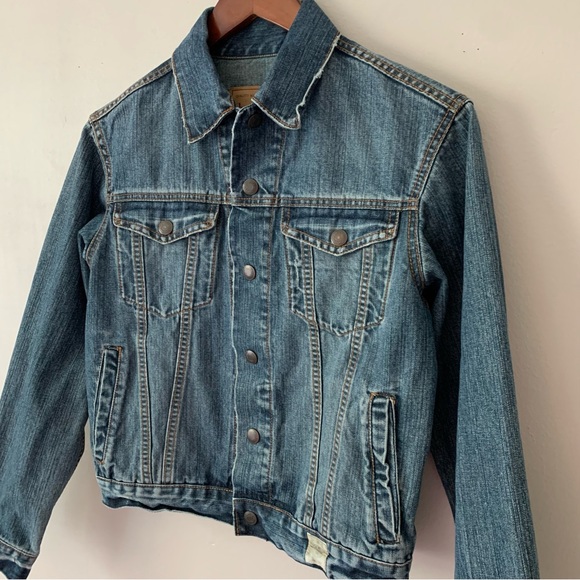 Abercrombie & Fitch Denim Button Up Trucker Jacket Size Large Vintage Blue Denim - Picture 3 of 13